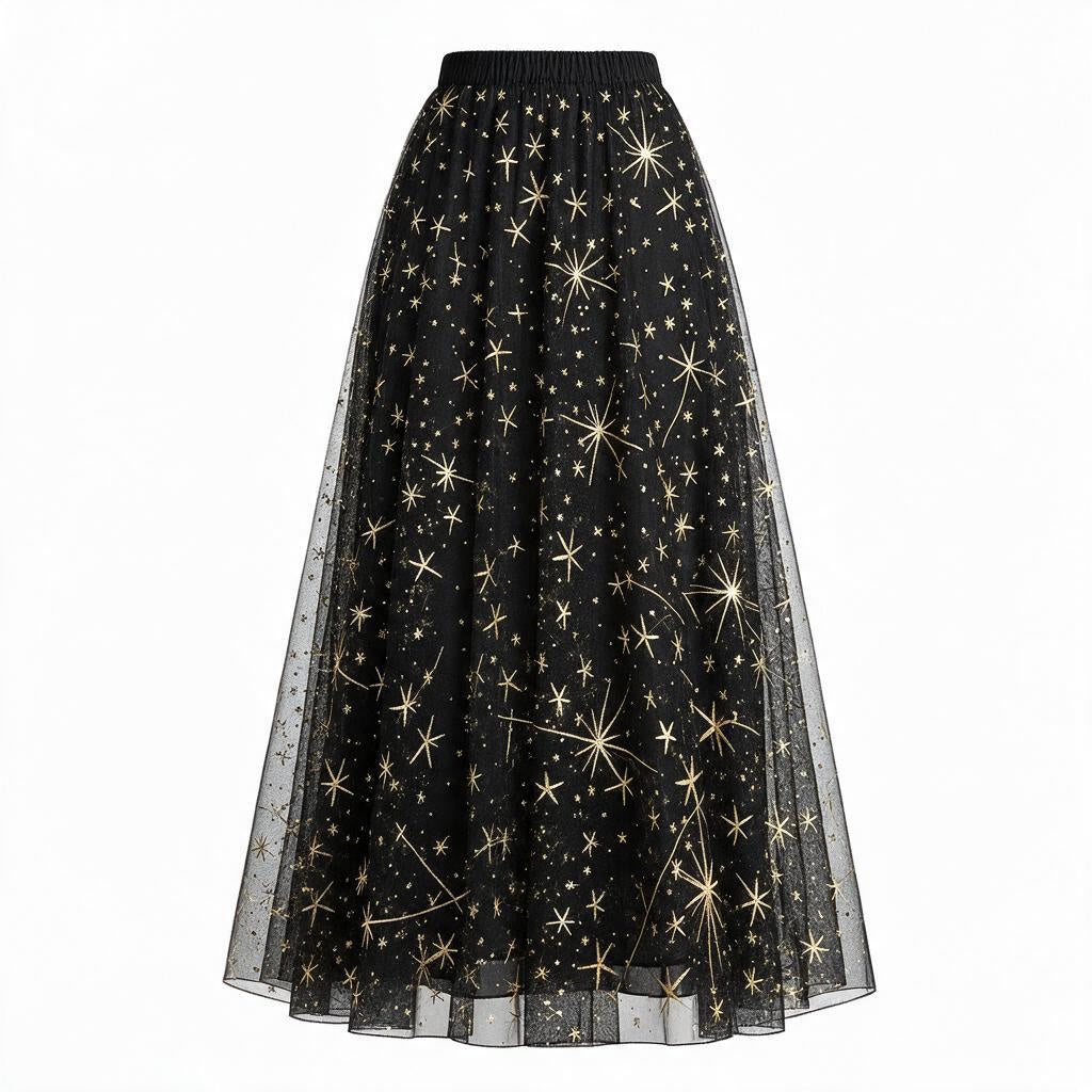Mystical Stardust | Celestial Tulle Maxi Skirt