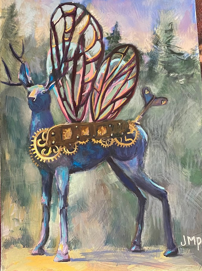 Greeting Card, Steampunk Deer JP