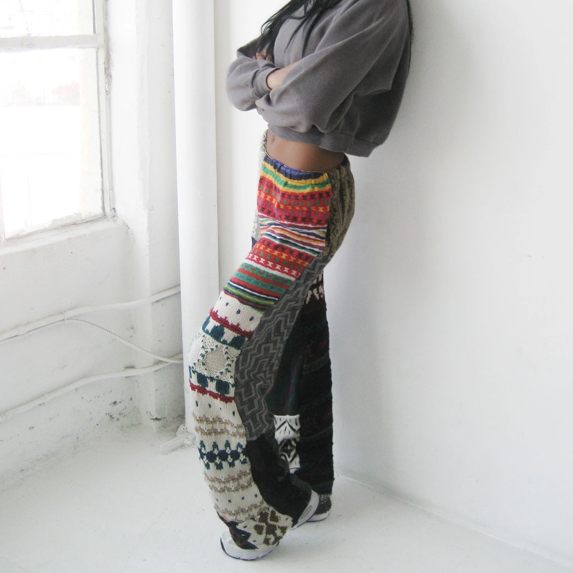 One-of-a-Kind Upcycled Vintage Knit Patchwork Pants
