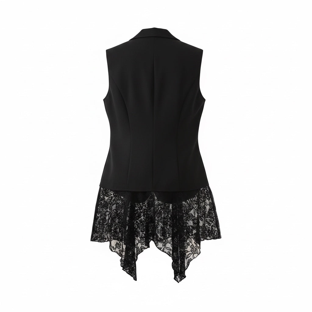 The Midnight Magistrate | Tailored Lace Peplum Vest