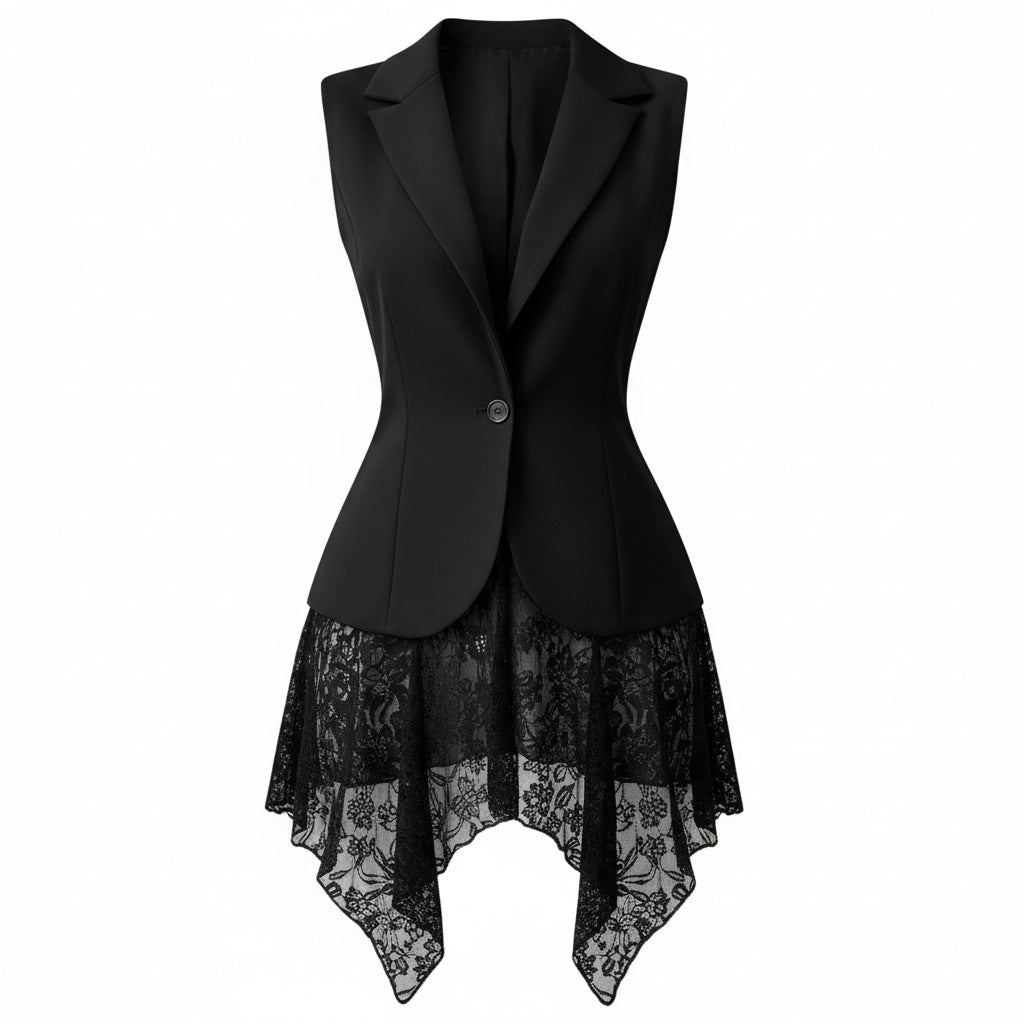 The Midnight Magistrate | Tailored Lace Peplum Vest