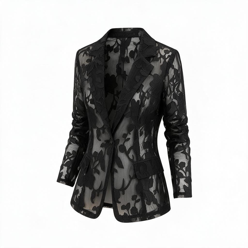 The Ghost Garden | Textured Abstract Sheer Botanical Blazer
