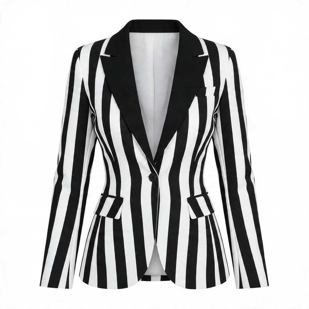 The Monochrome Maverick | Tailored Striped Blazer
