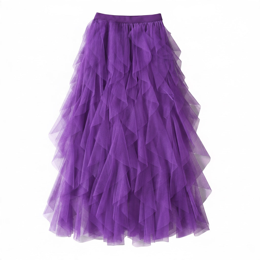 The Wild Rhapsody | Boho Cascading Tulle Ruffle Cocktail Skirt